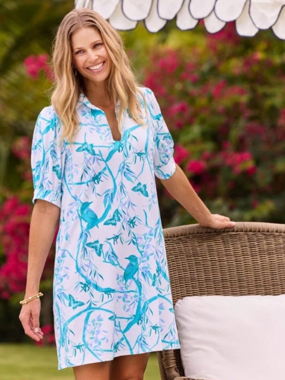 Jude Connally Emerson Dress White Birds and Butterflies Size Small